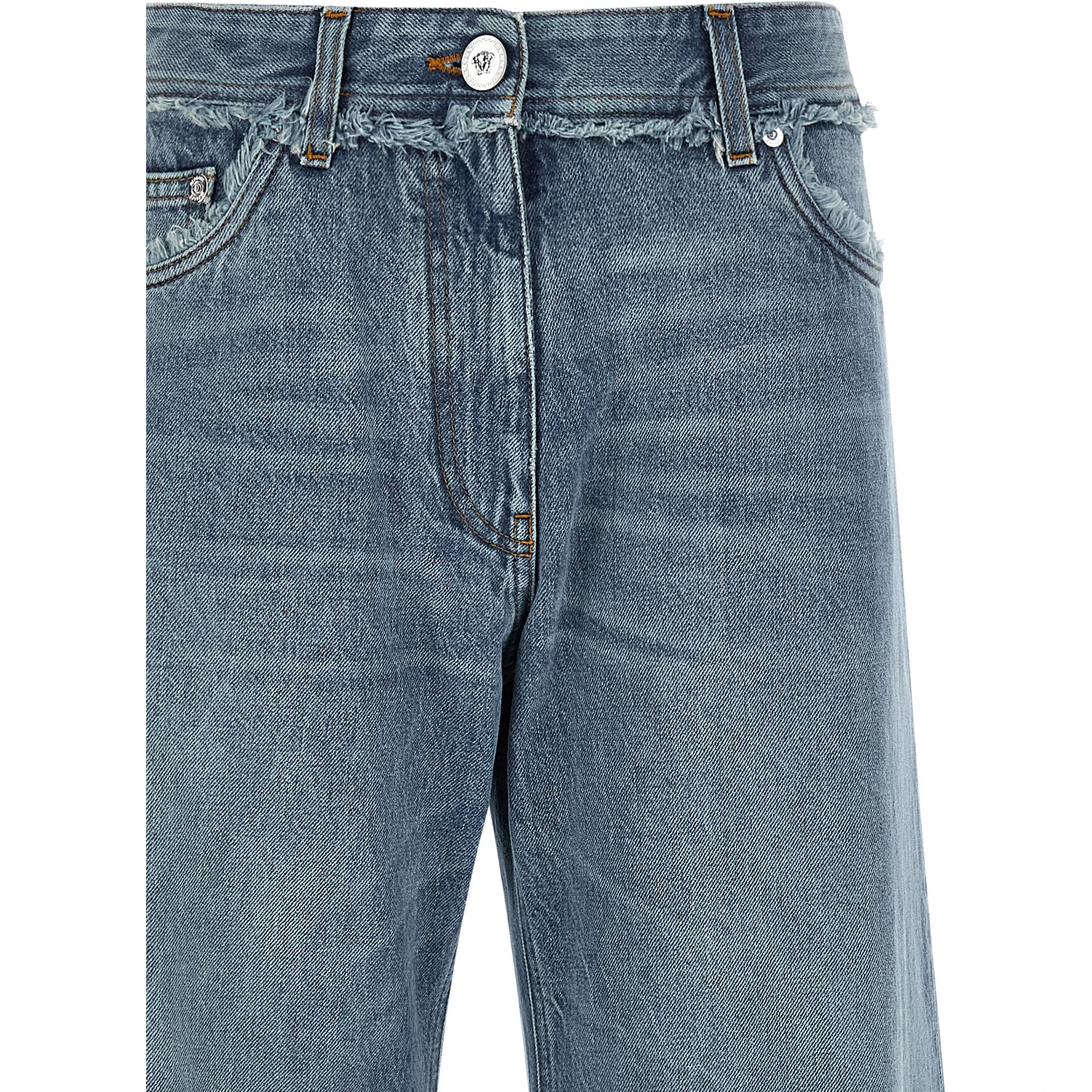 Blue Cotton Boyfriend Jeans