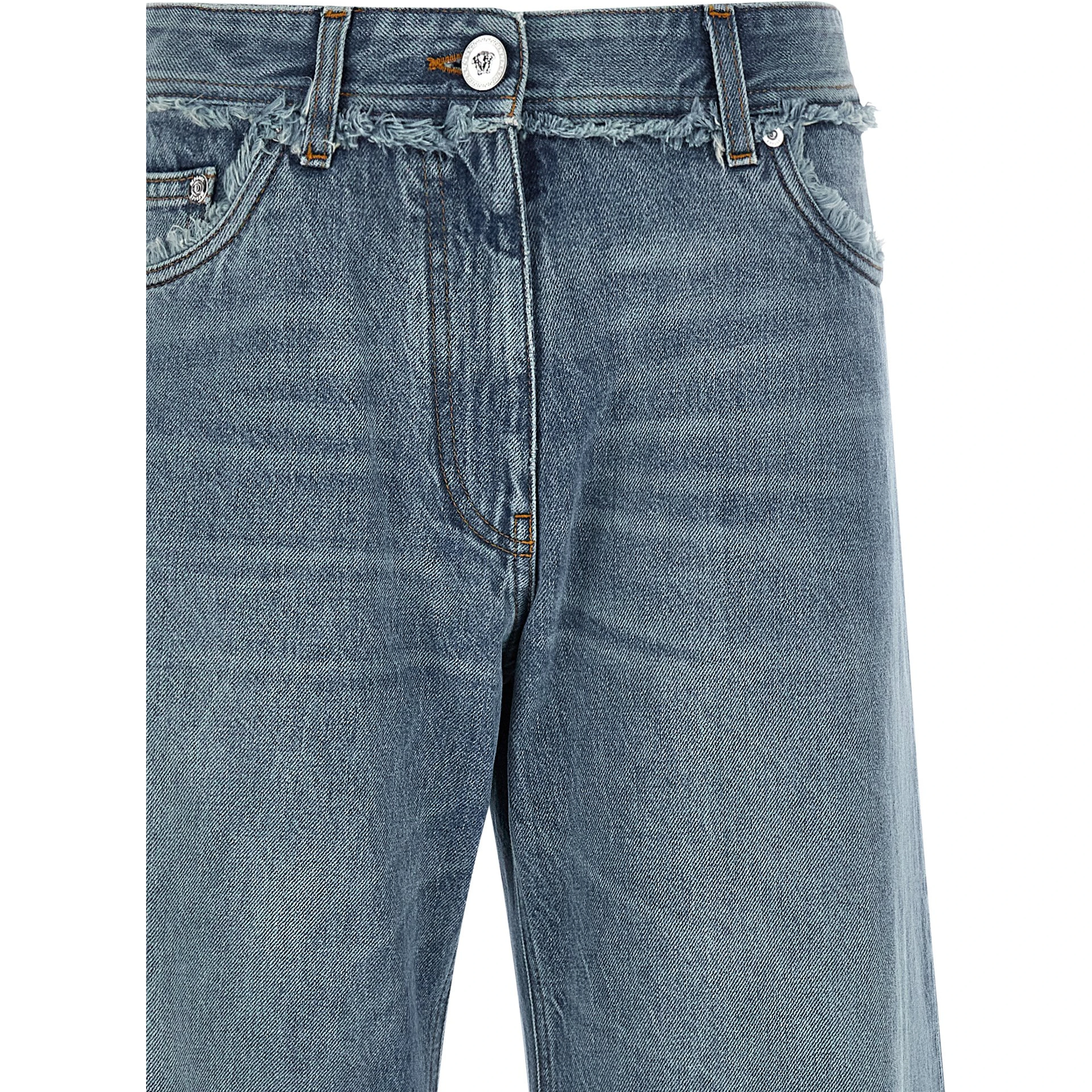 Blue Cotton Boyfriend Jeans