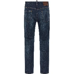 Blue Cotton Straight-Leg Jeans