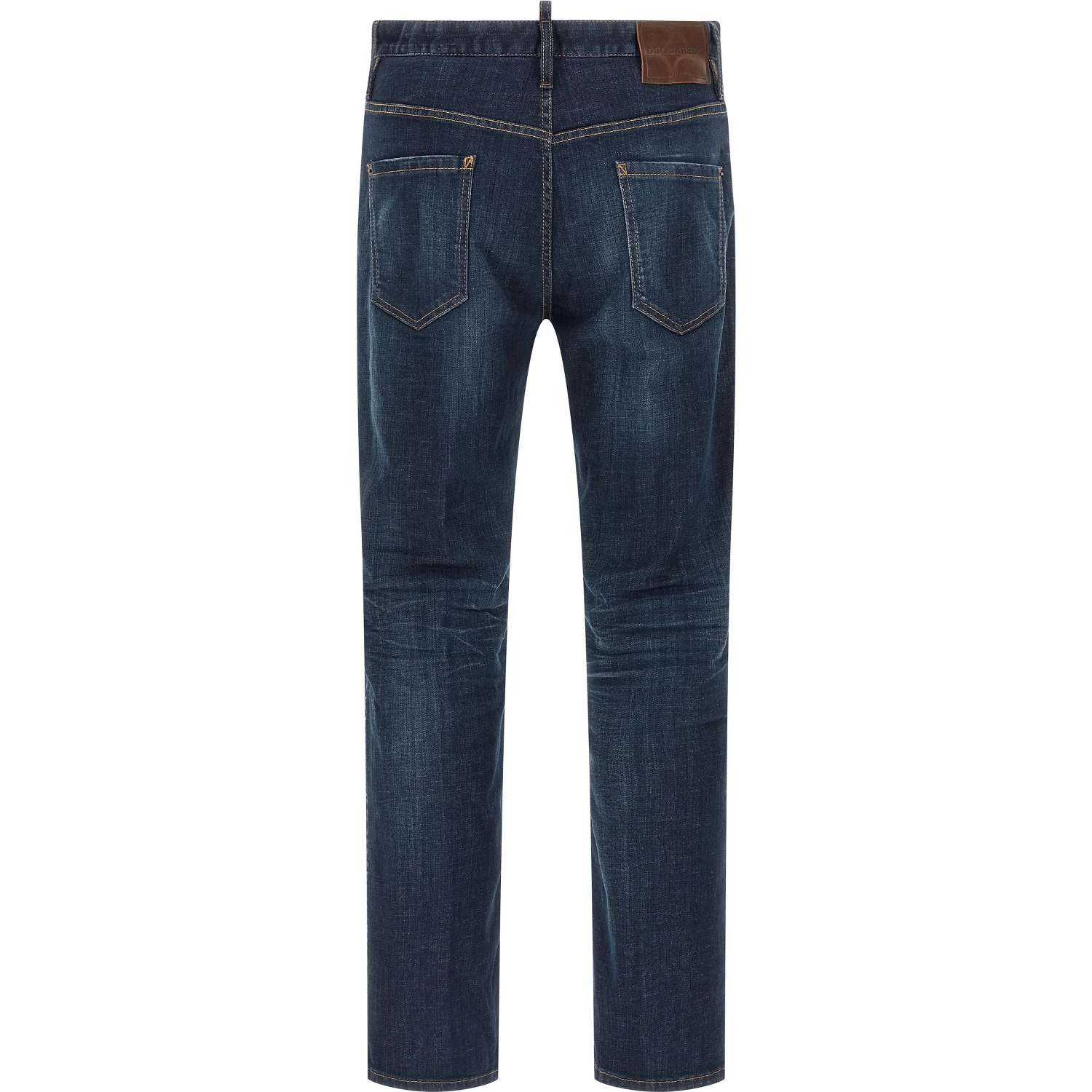Blue Cotton Straight-Leg Jeans