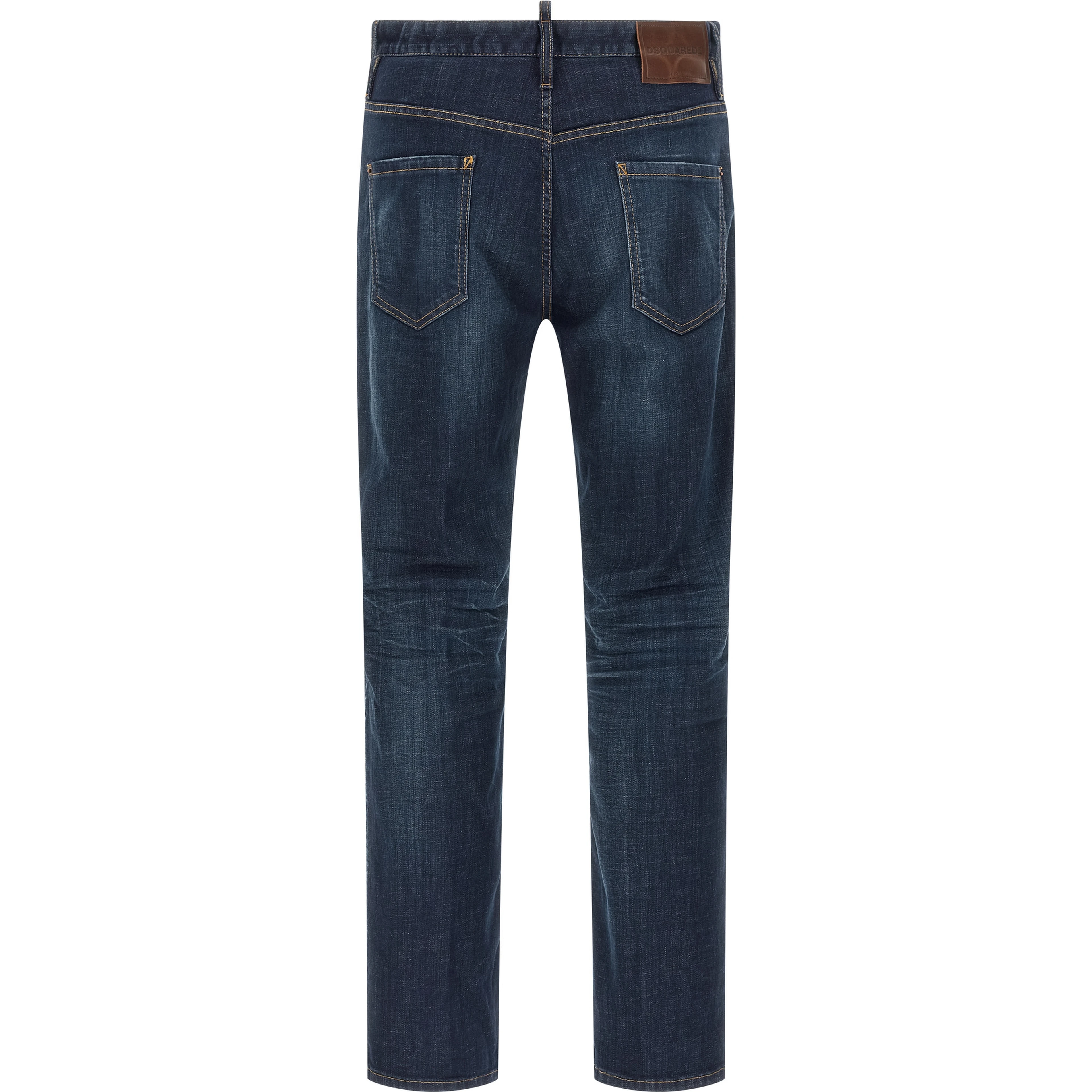 Blue Cotton Straight-Leg Jeans