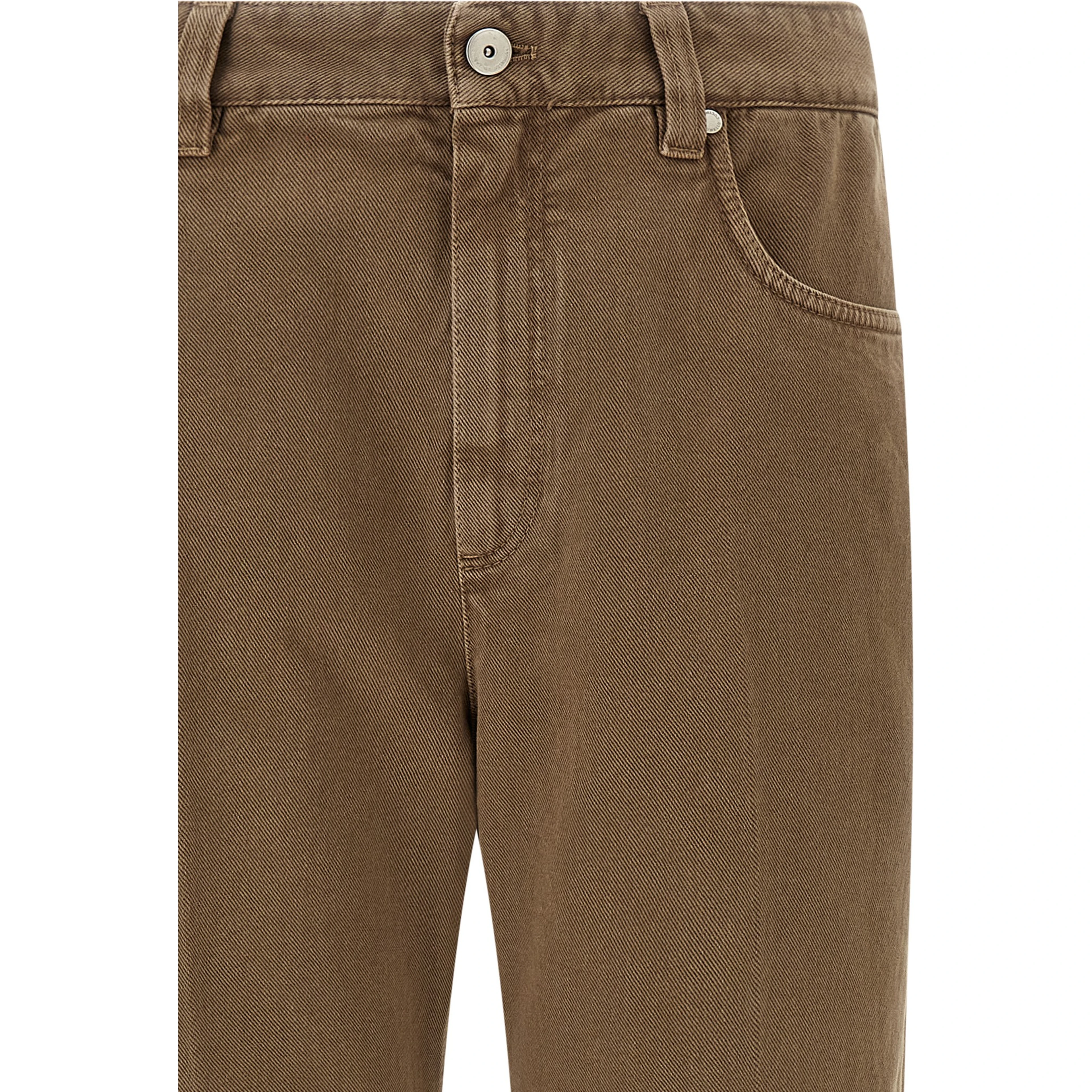 Beige Cotton Straight-Leg Jeans