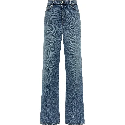 Blue Cotton Straight-Leg Jeans