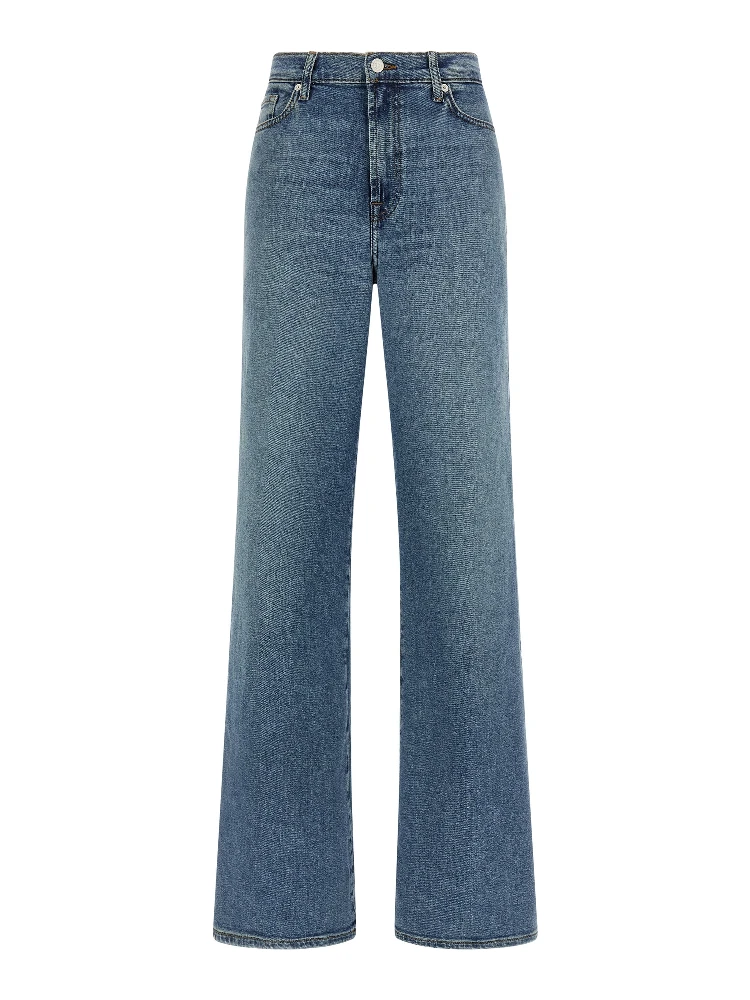 Blue Cotton Straight-Leg Jeans