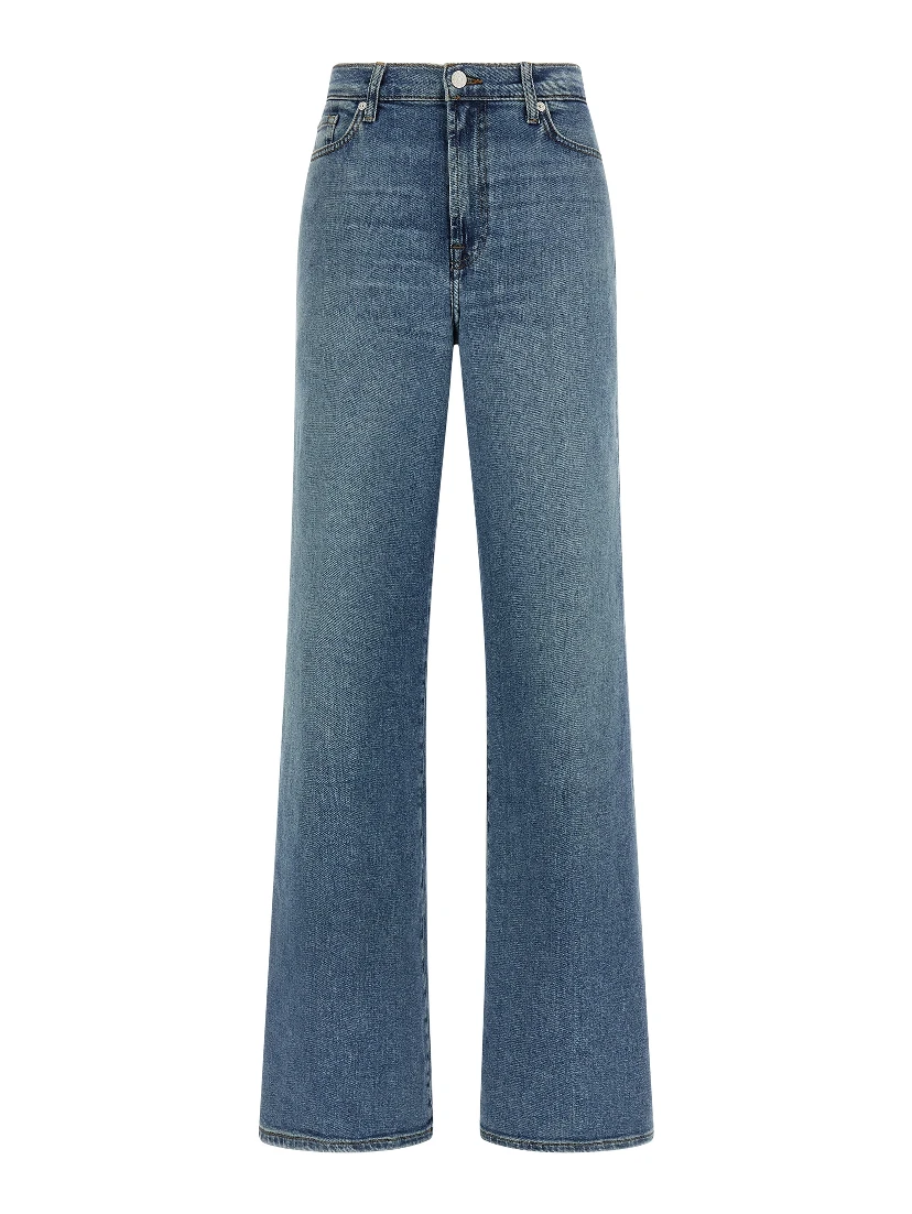 Blue Cotton Straight-Leg Jeans