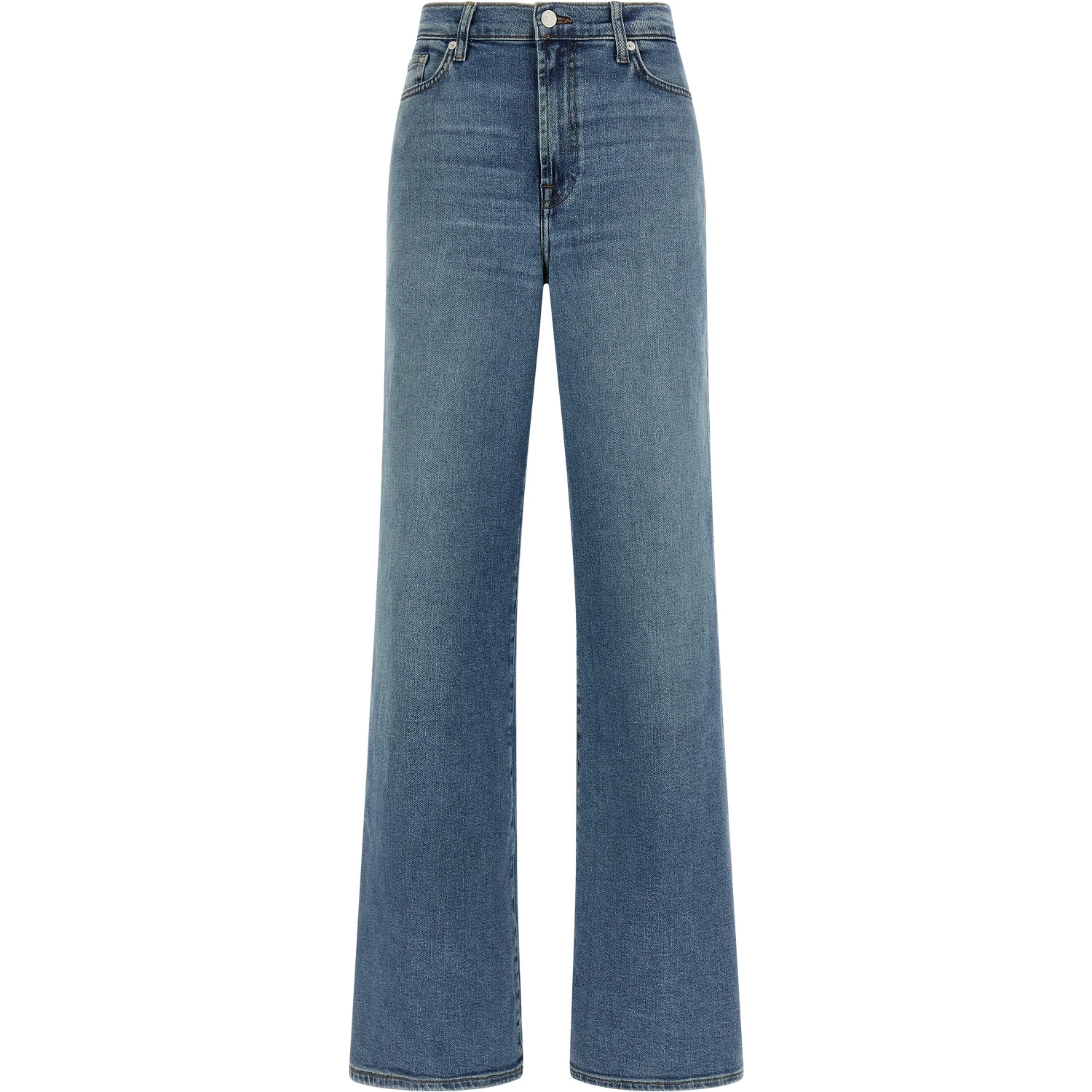 Blue Cotton Straight-Leg Jeans