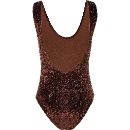 Brown Polyamide Bodysuit