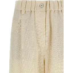 White Viscose Casual Pants