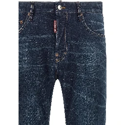 Blue Cotton Straight-Leg Jeans