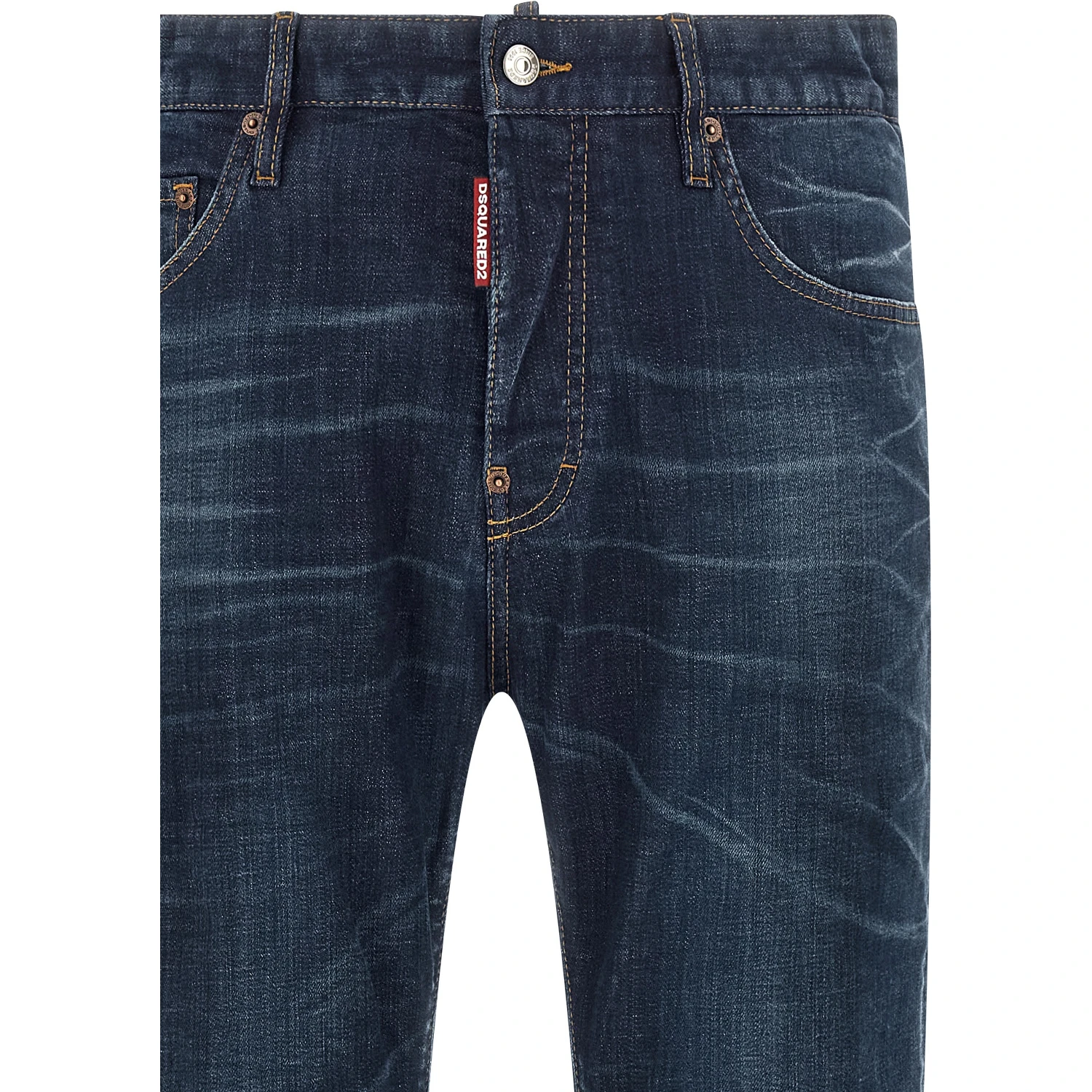 Blue Cotton Straight-Leg Jeans