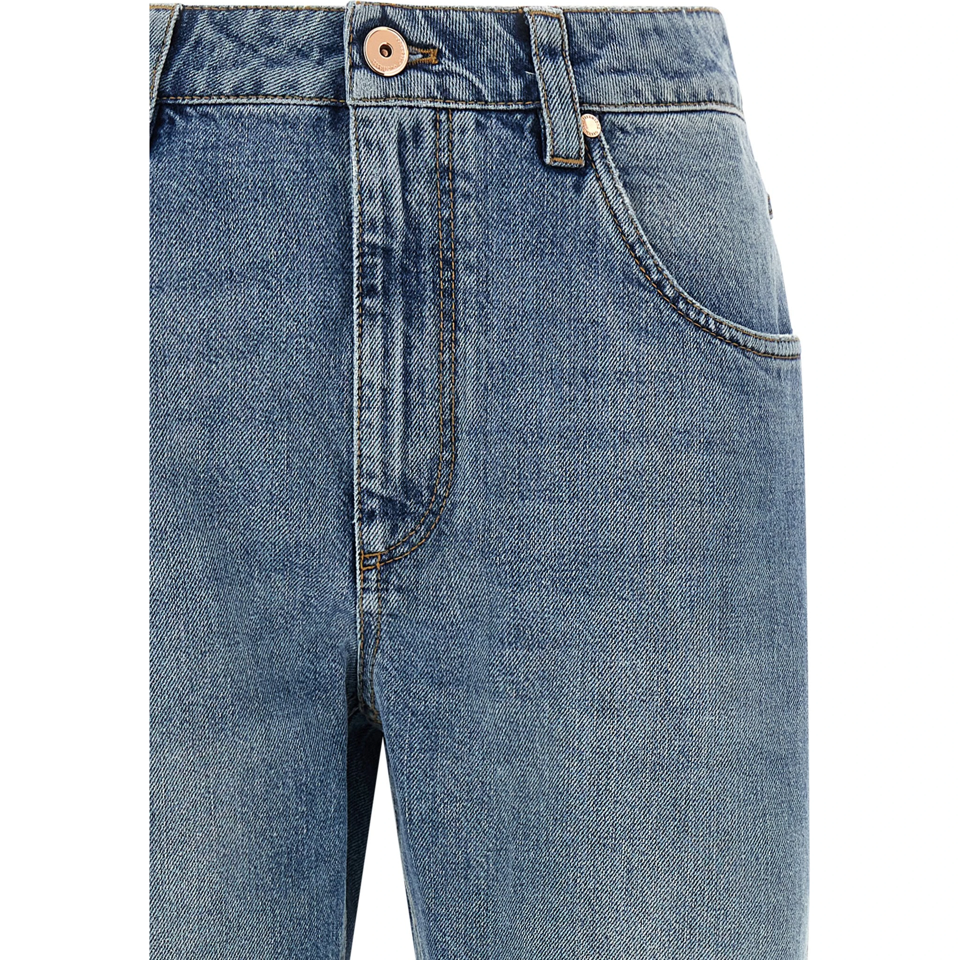 Blue Cotton Straight-Leg Jeans