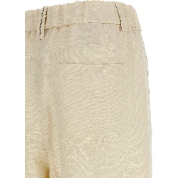 White Viscose Casual Pants
