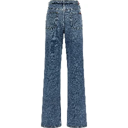 Blue Cotton Straight-Leg Jeans