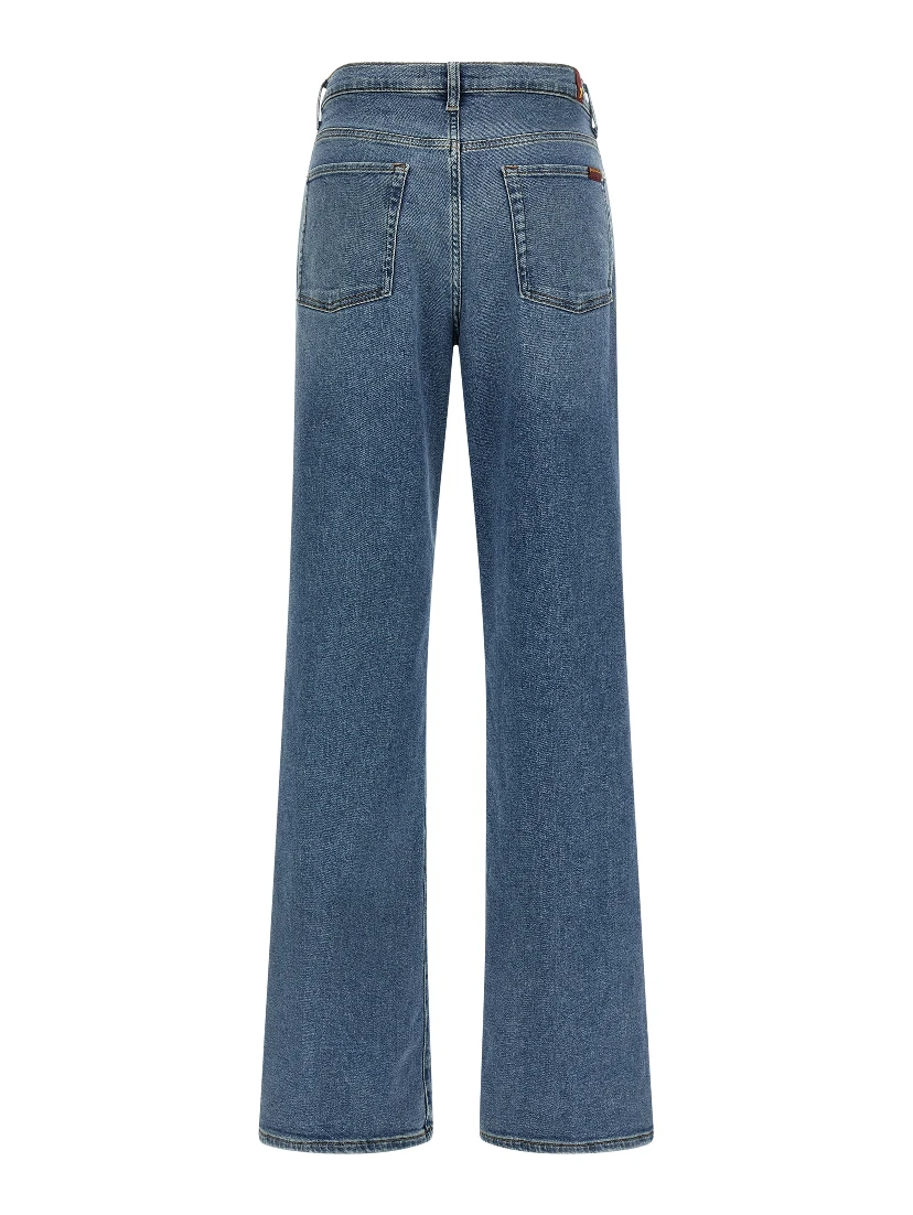 Blue Cotton Straight-Leg Jeans
