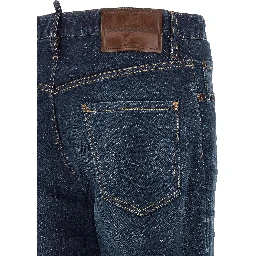 Blue Cotton Straight-Leg Jeans