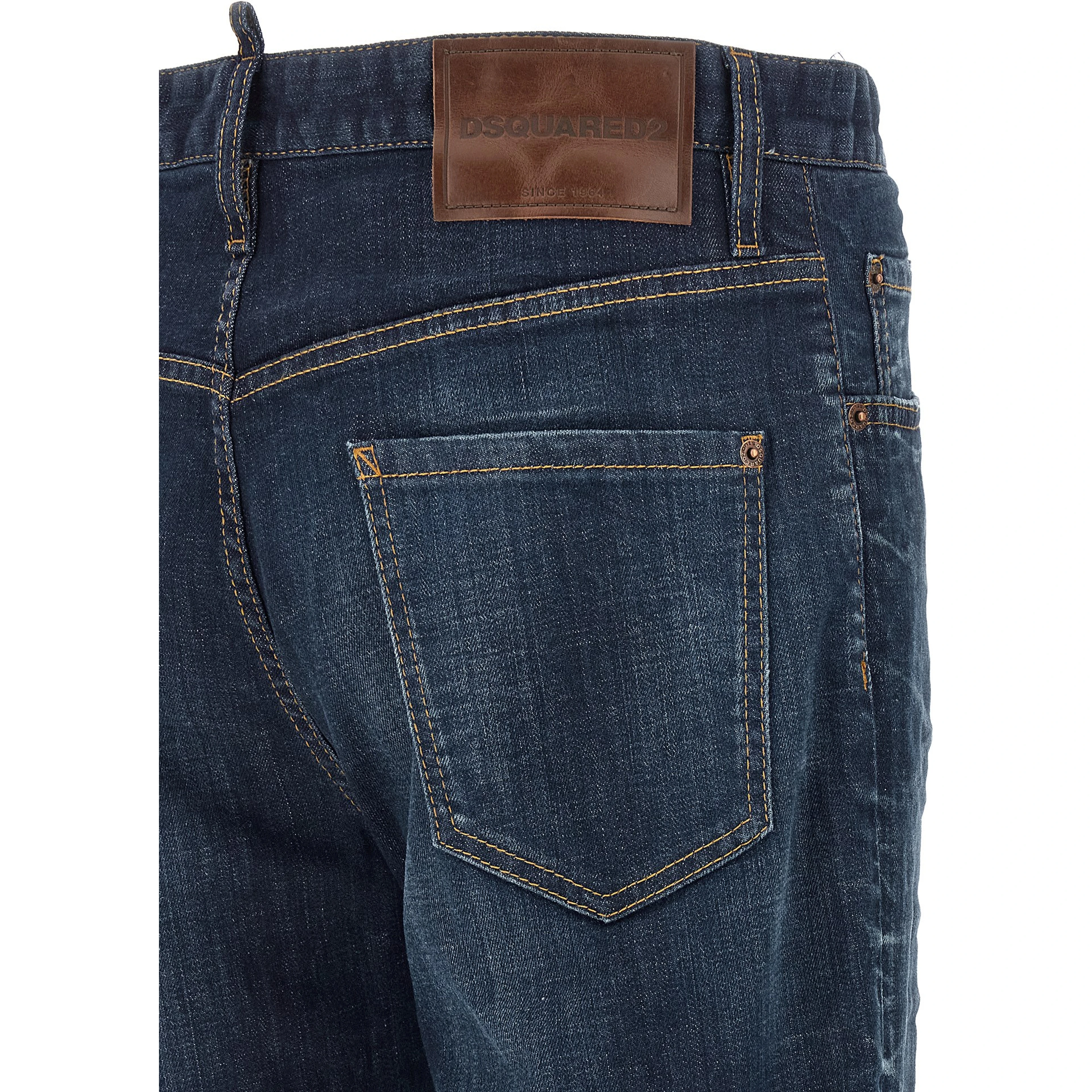 Blue Cotton Straight-Leg Jeans