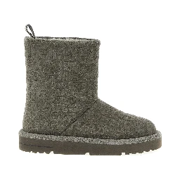 Gray Calfskin Ankle Boots