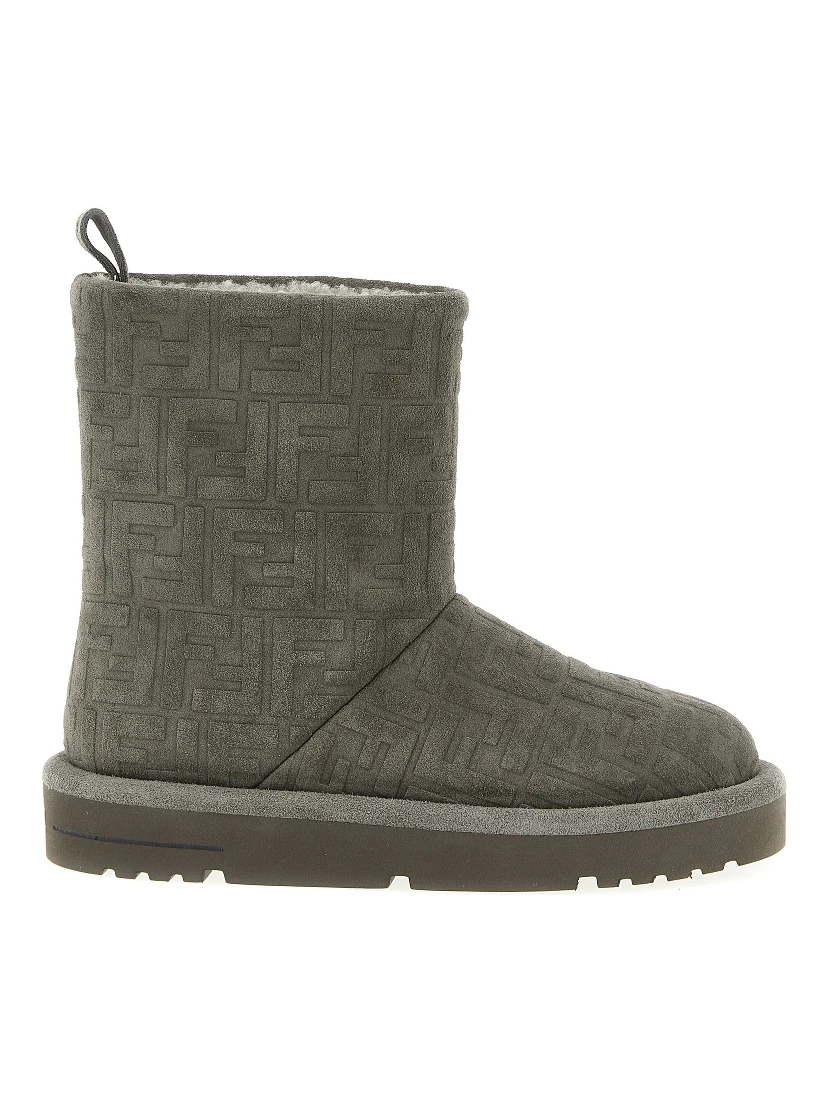 Gray Calfskin Ankle Boots