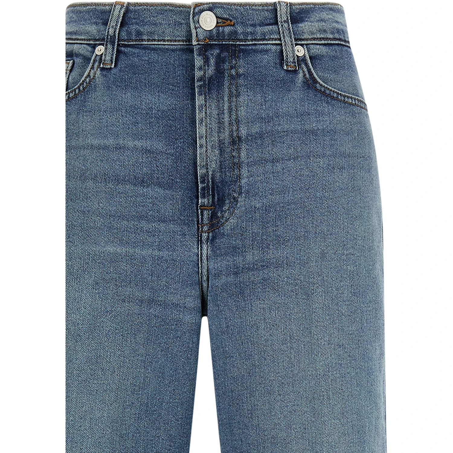 Blue Cotton Straight-Leg Jeans