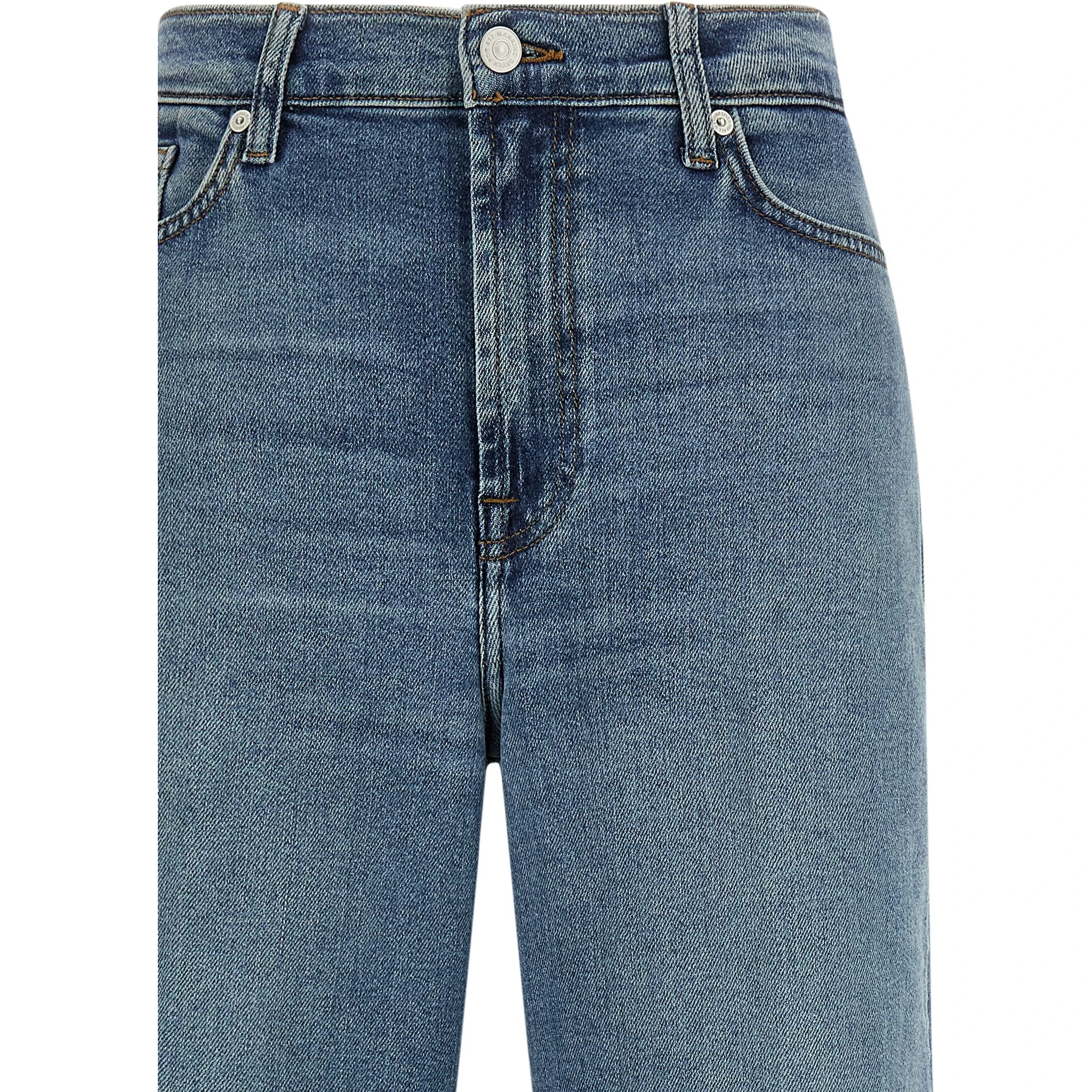 Blue Cotton Straight-Leg Jeans
