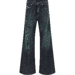 Blue Cotton Flared Jeans