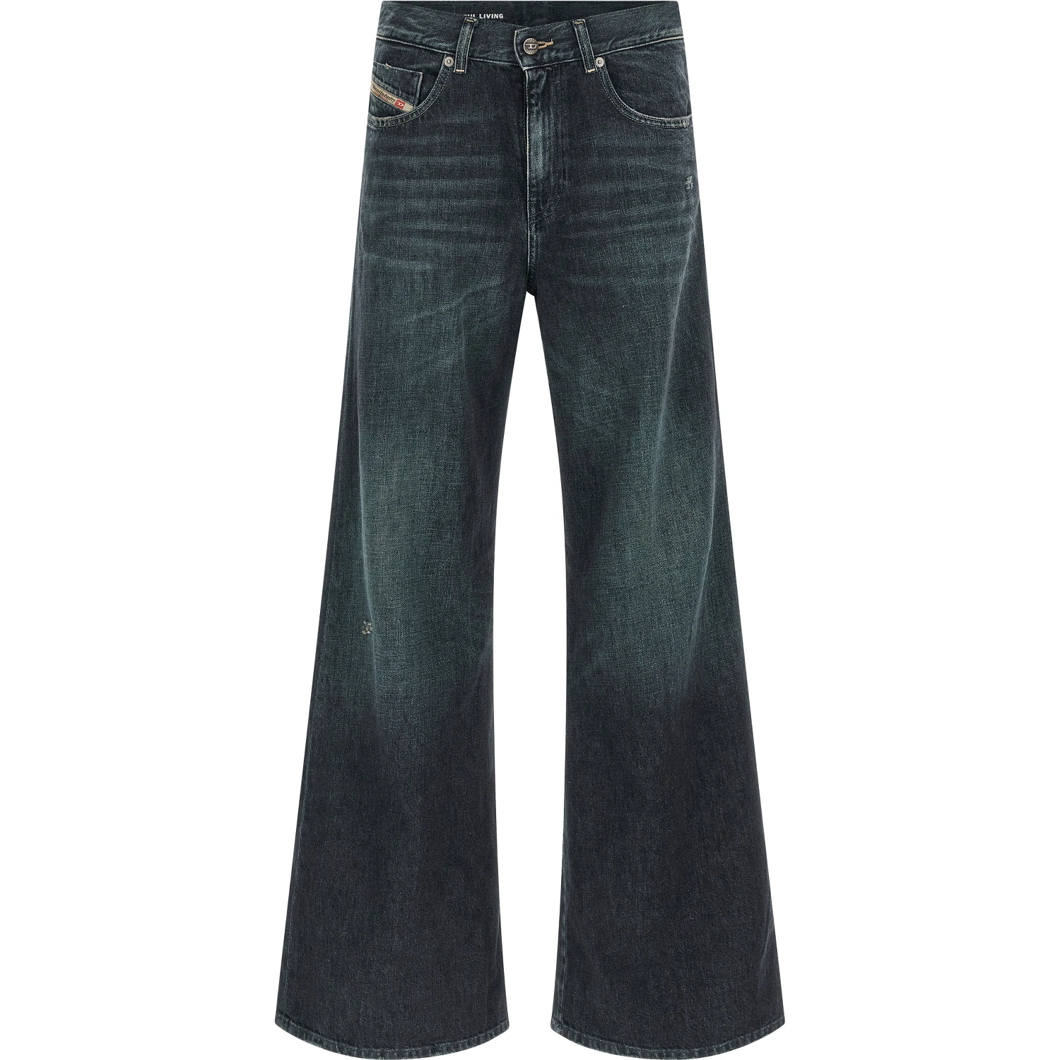 Blue Cotton Flared Jeans