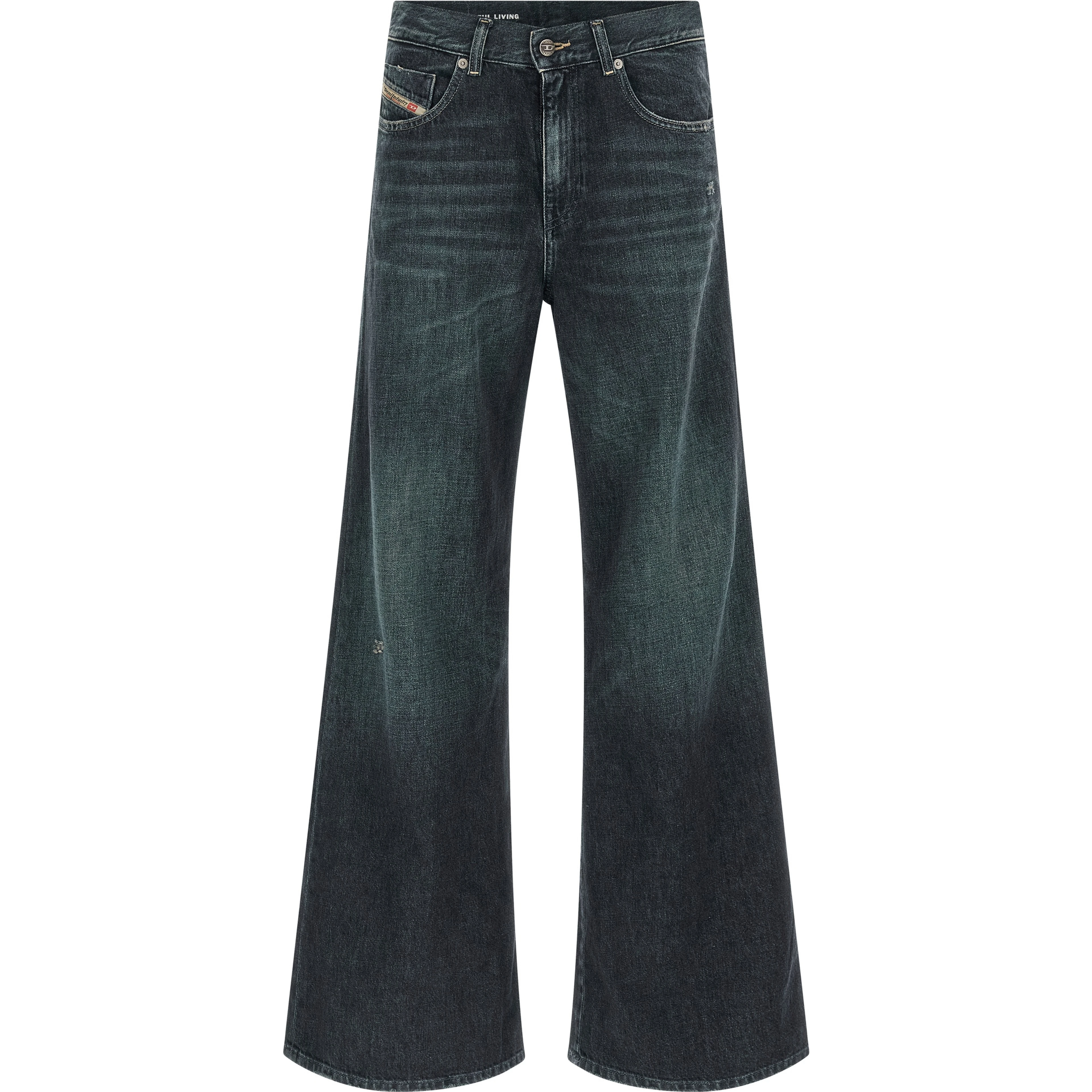Blue Cotton Flared Jeans