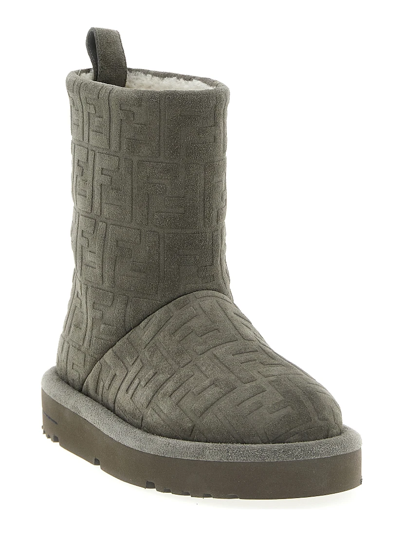 Gray Calfskin Ankle Boots