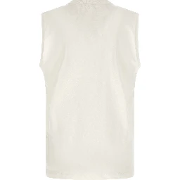 White Cotton Sleeveles T-Shirt