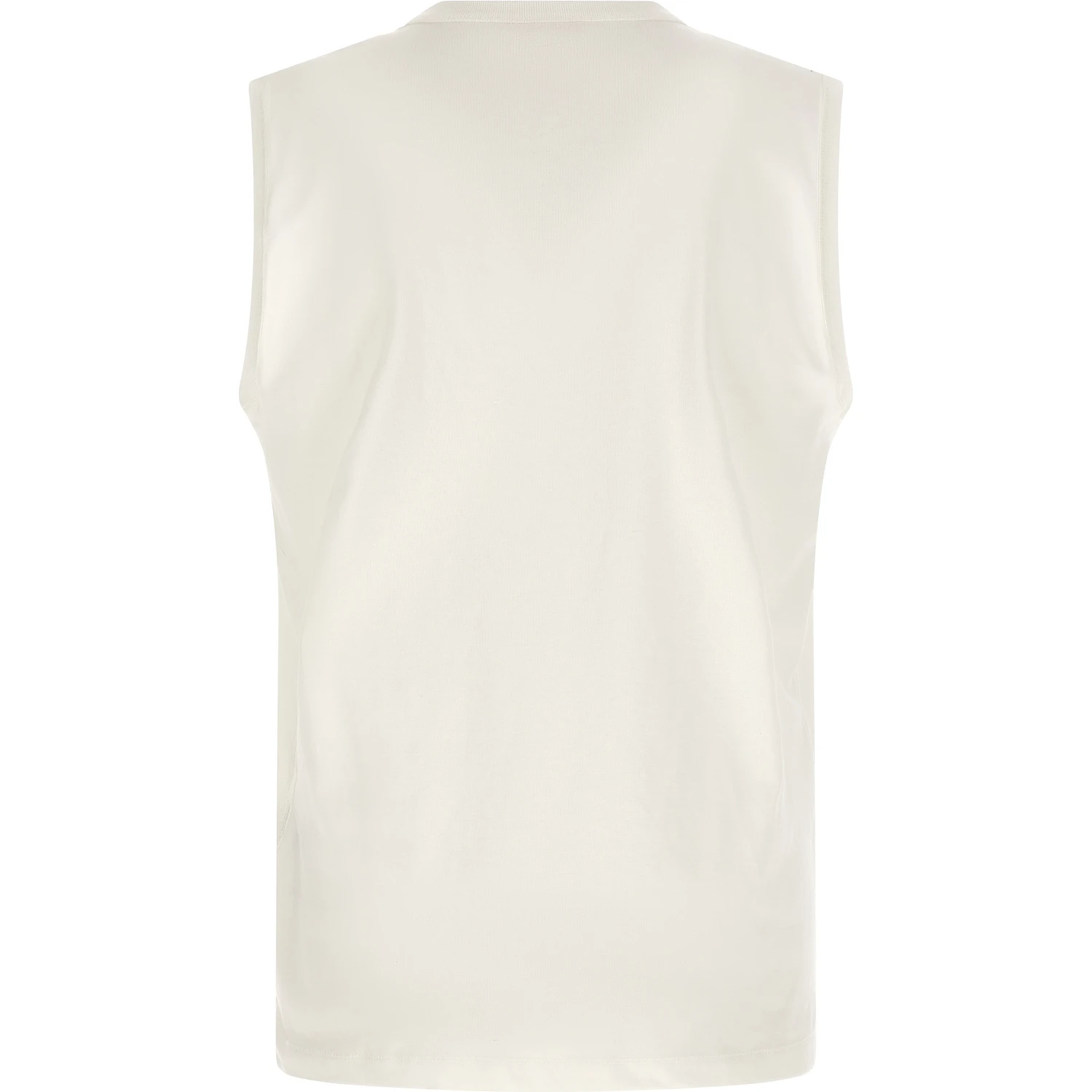 White Cotton Sleeveles T-Shirt