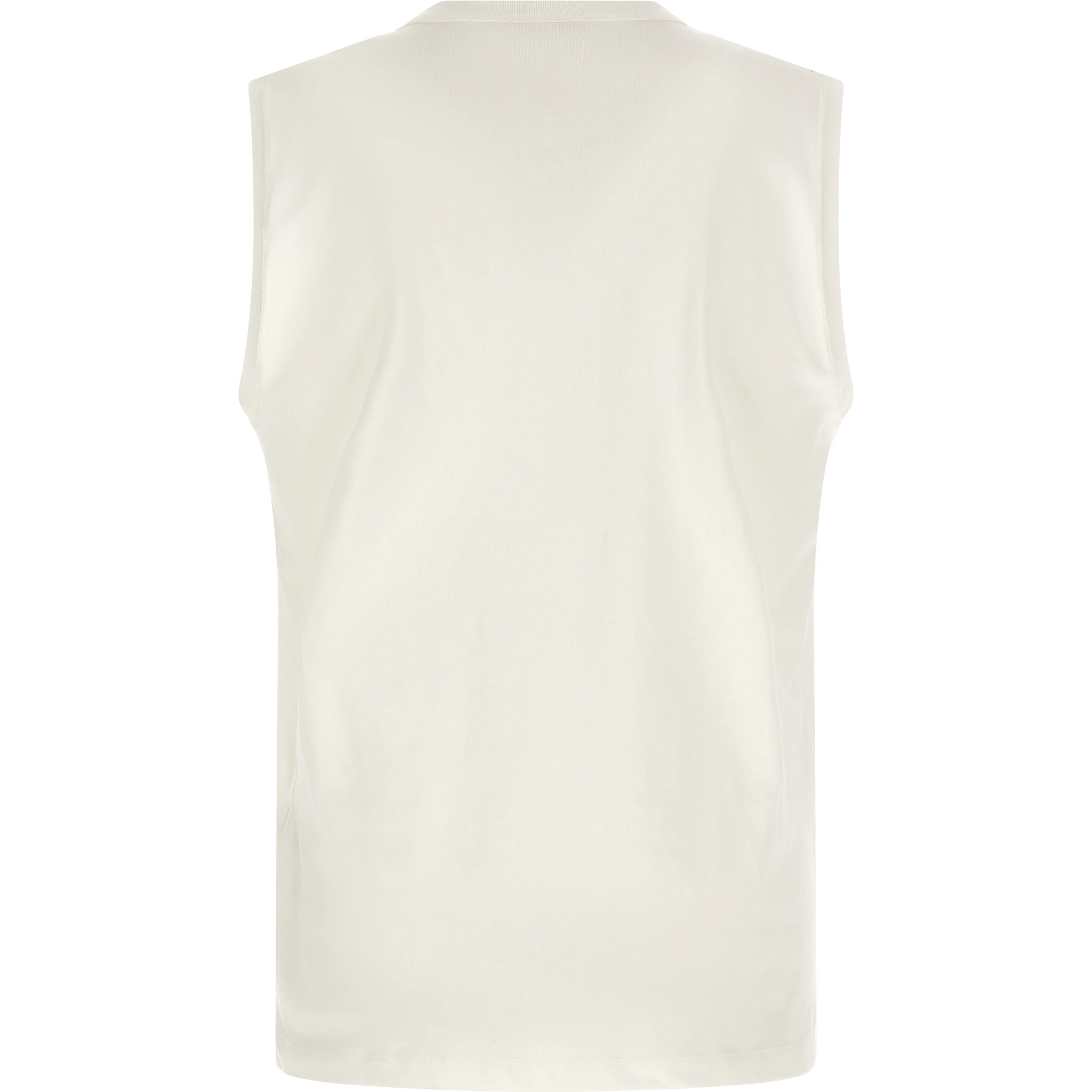 White Cotton Sleeveles T-Shirt