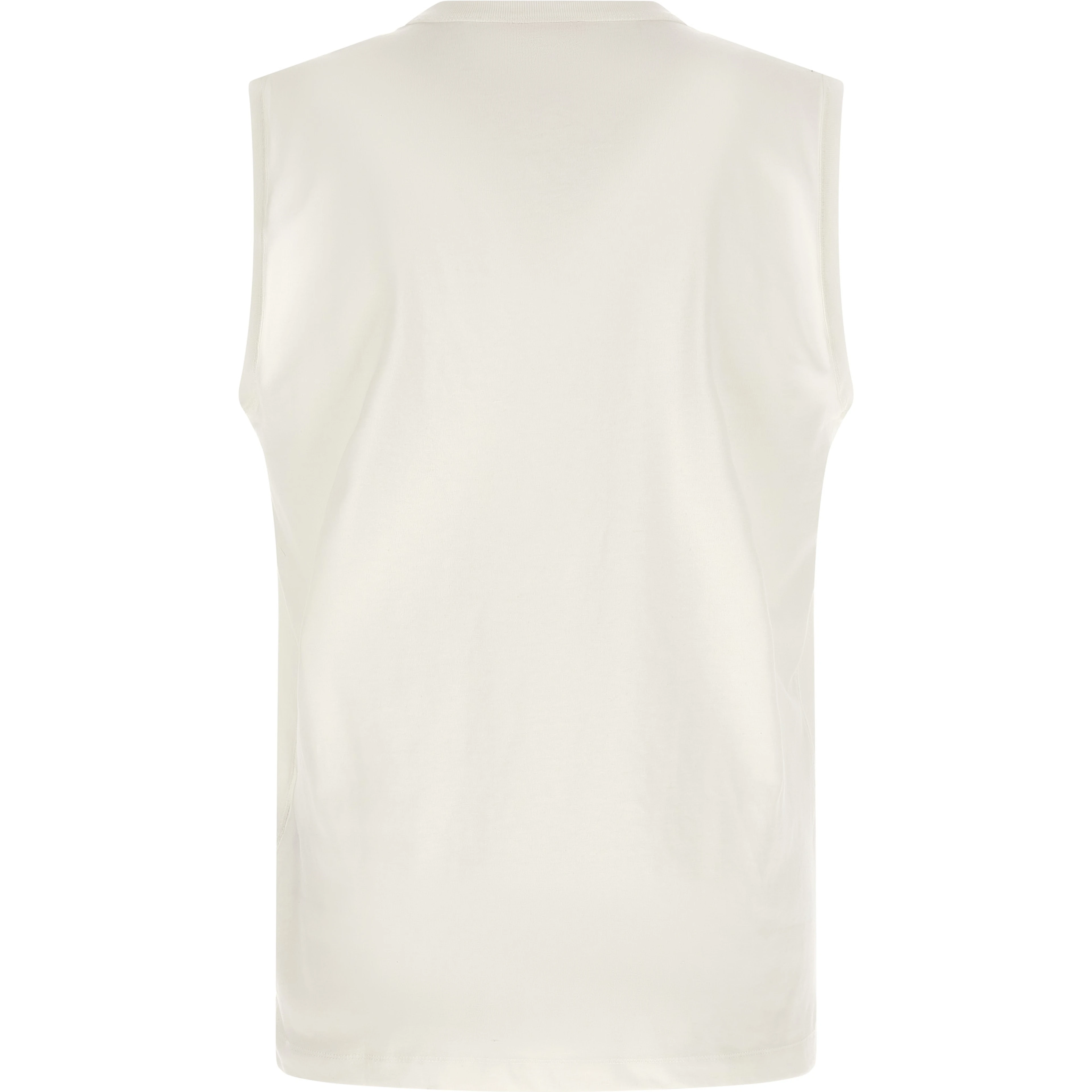 White Cotton Sleeveles T-Shirt