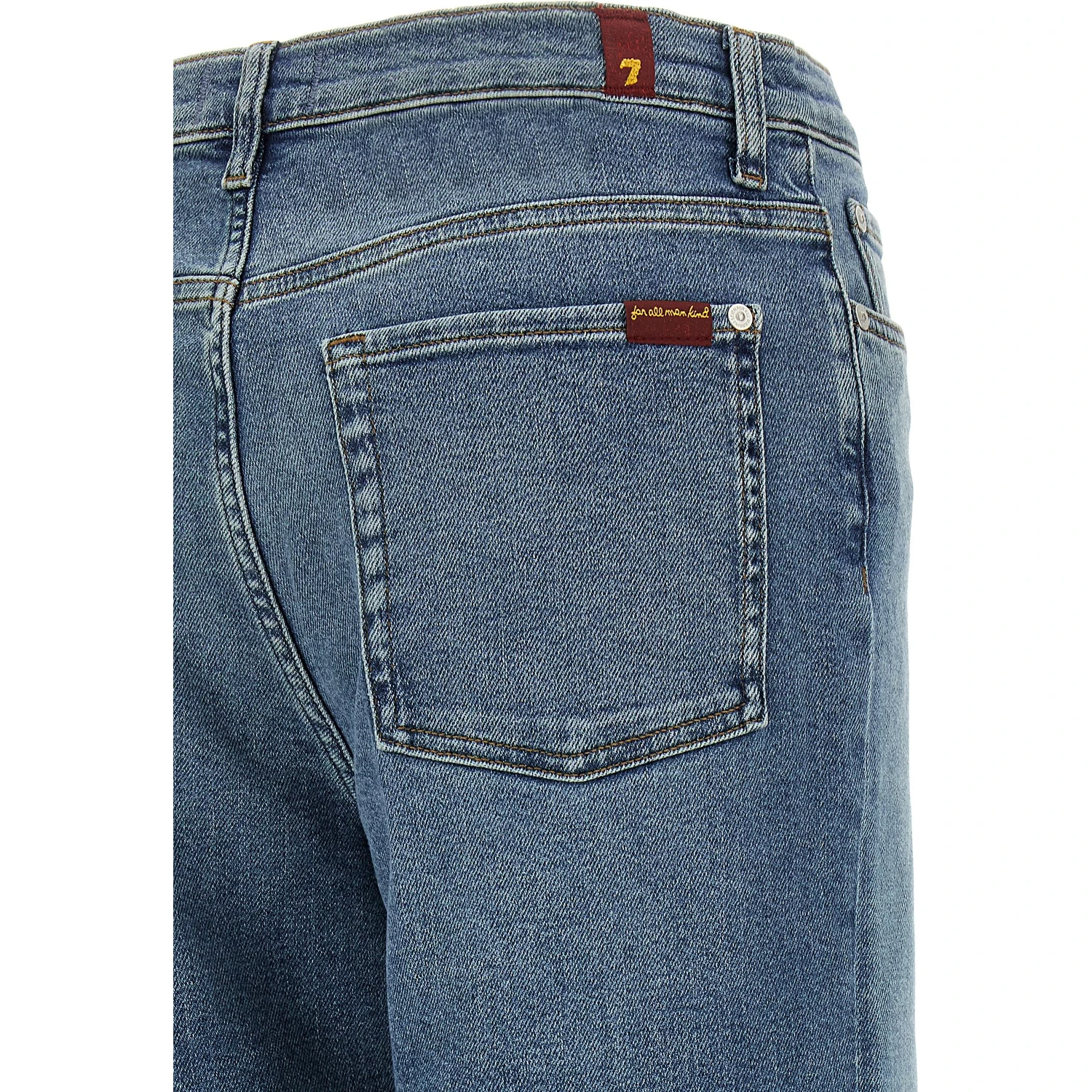 Blue Cotton Straight-Leg Jeans