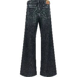 Blue Cotton Flared Jeans