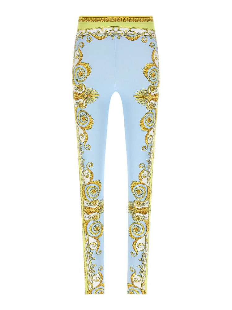 Blue Nylon Leggings