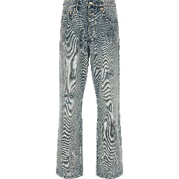 Blue Cotton Straight-Leg Jeans