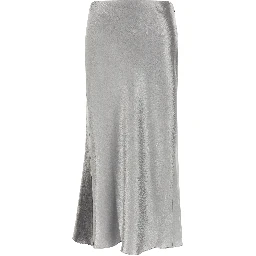 Gray Polyester Midi Skirt