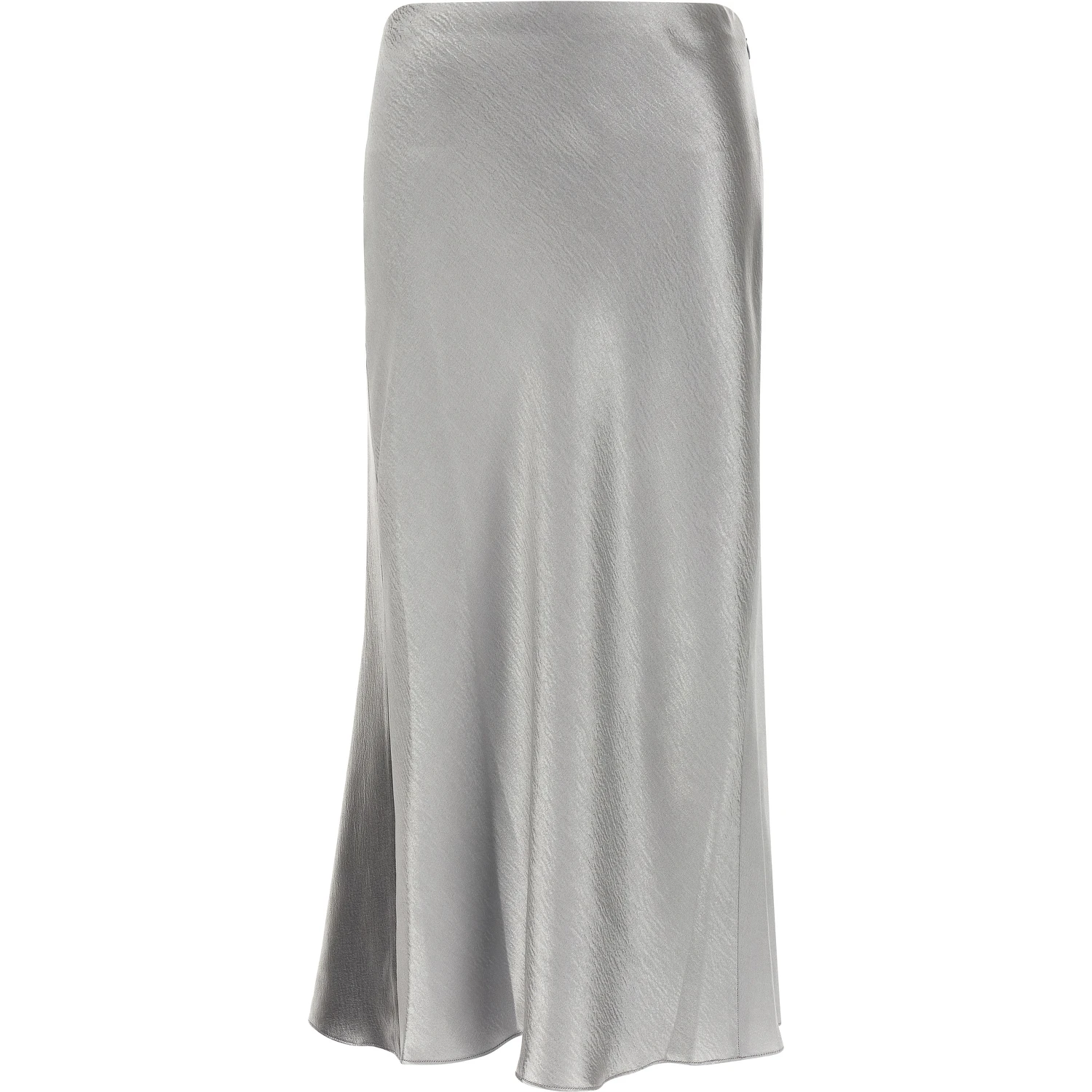 Gray Polyester Midi Skirt