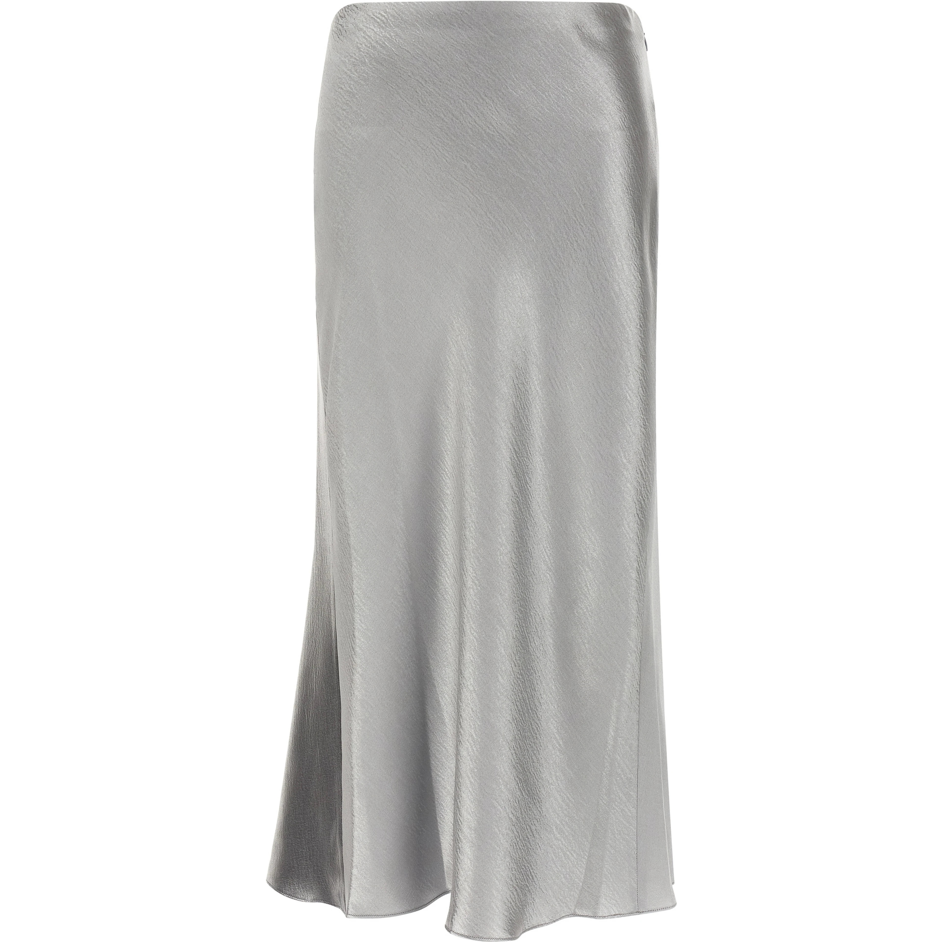 Gray Polyester Midi Skirt