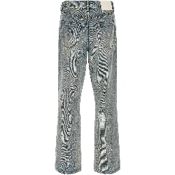 Blue Cotton Straight-Leg Jeans