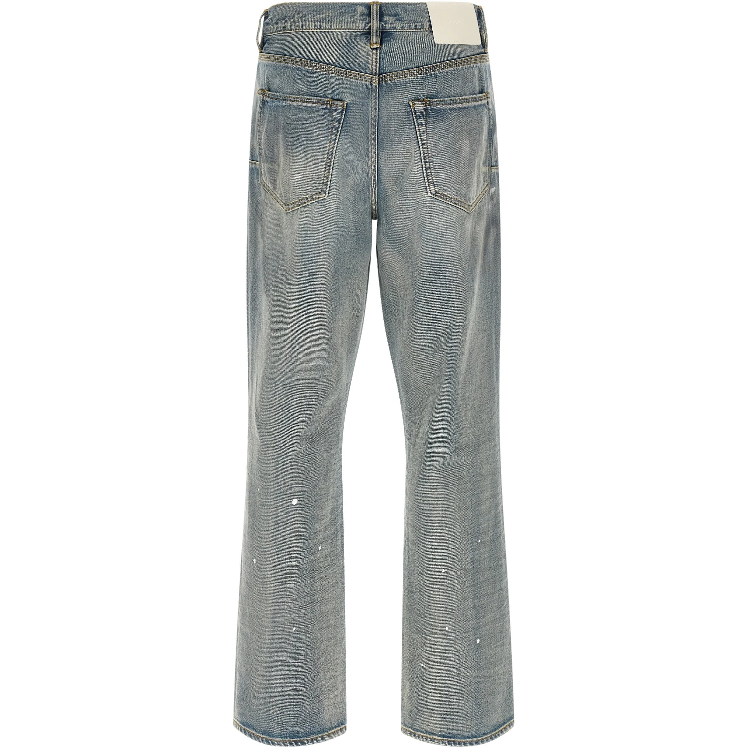 Blue Cotton Straight-Leg Jeans