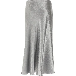 Gray Polyester Midi Skirt