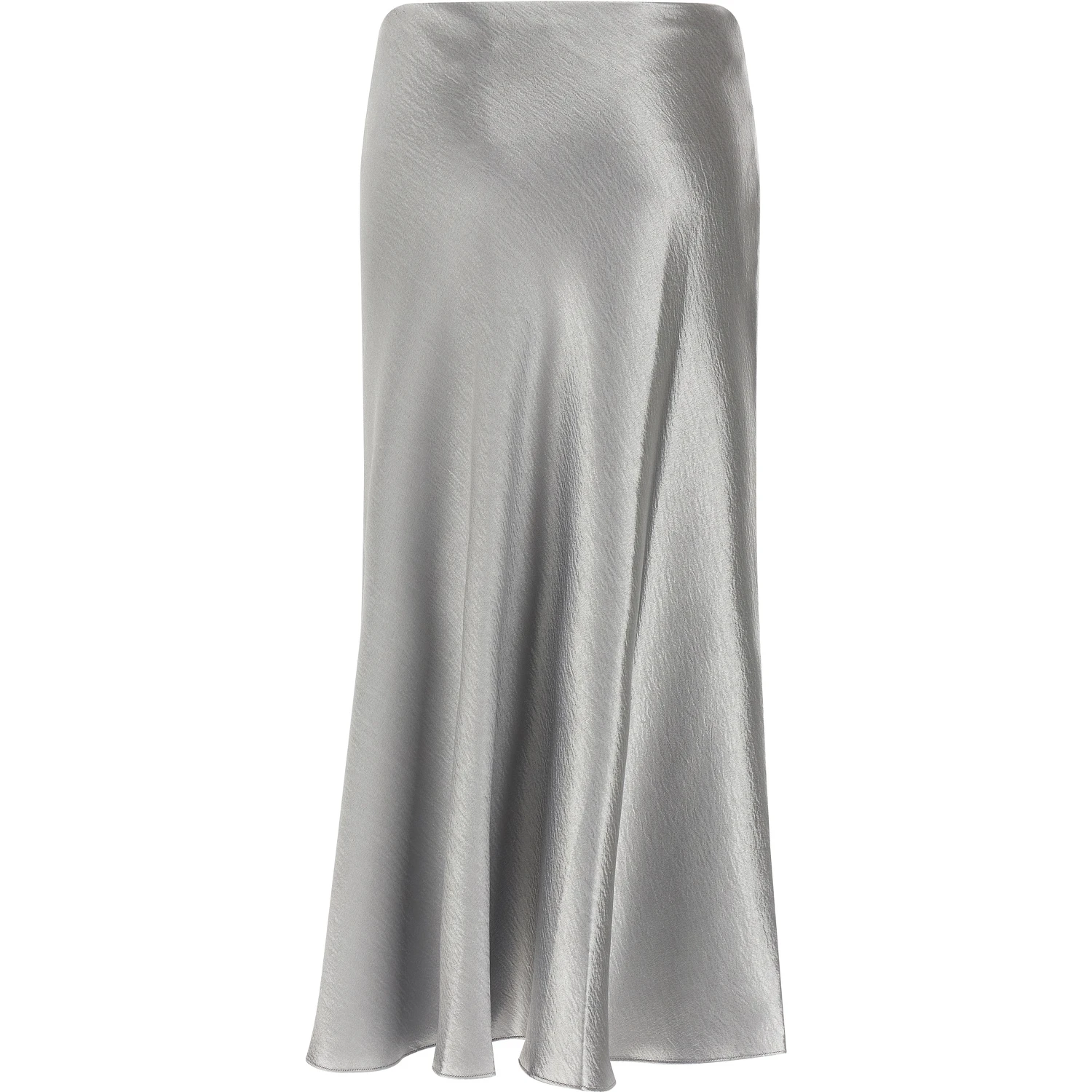 Gray Polyester Midi Skirt