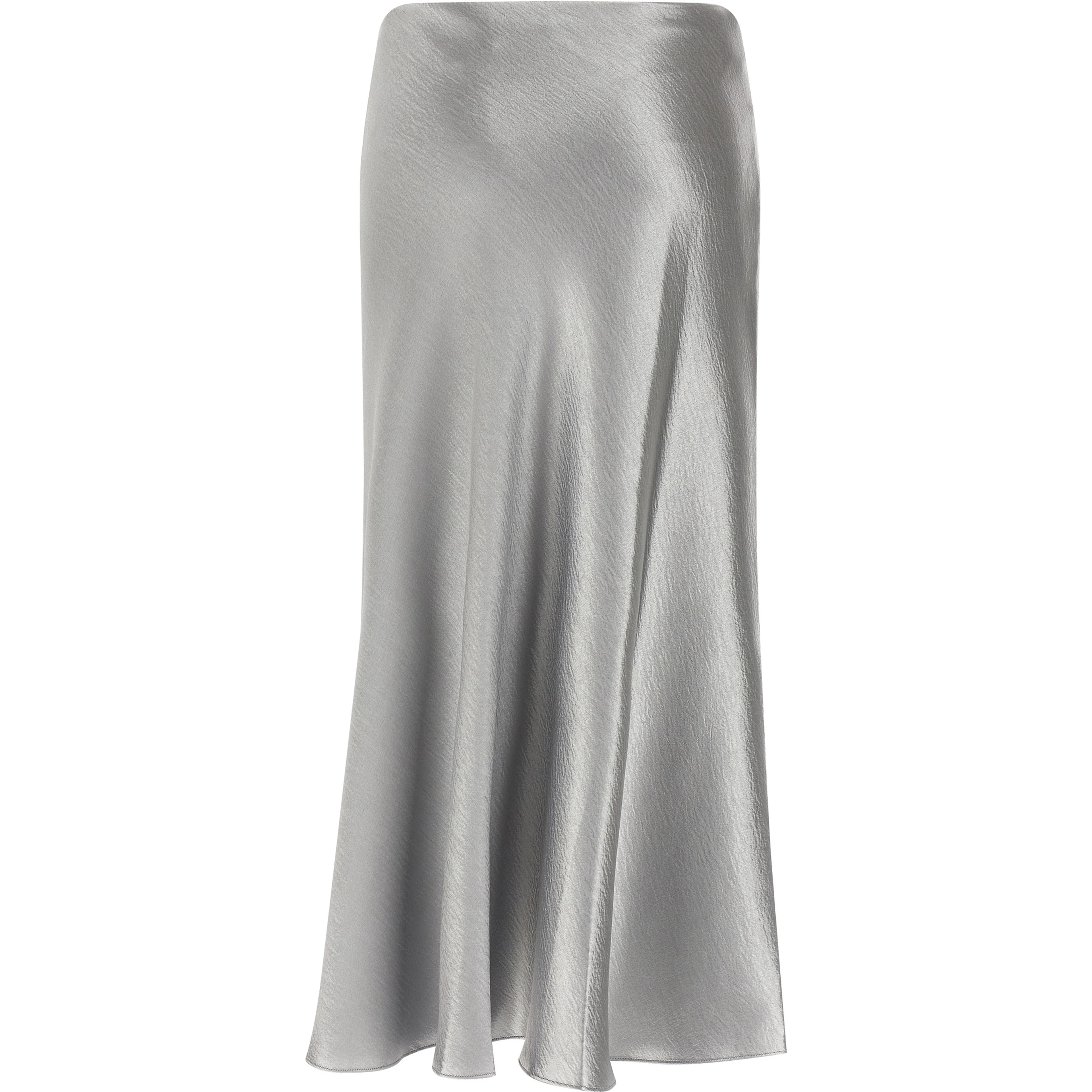 Gray Polyester Midi Skirt