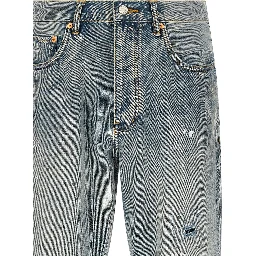 Blue Cotton Straight-Leg Jeans