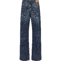 Blue Cotton Straight-Leg Jeans