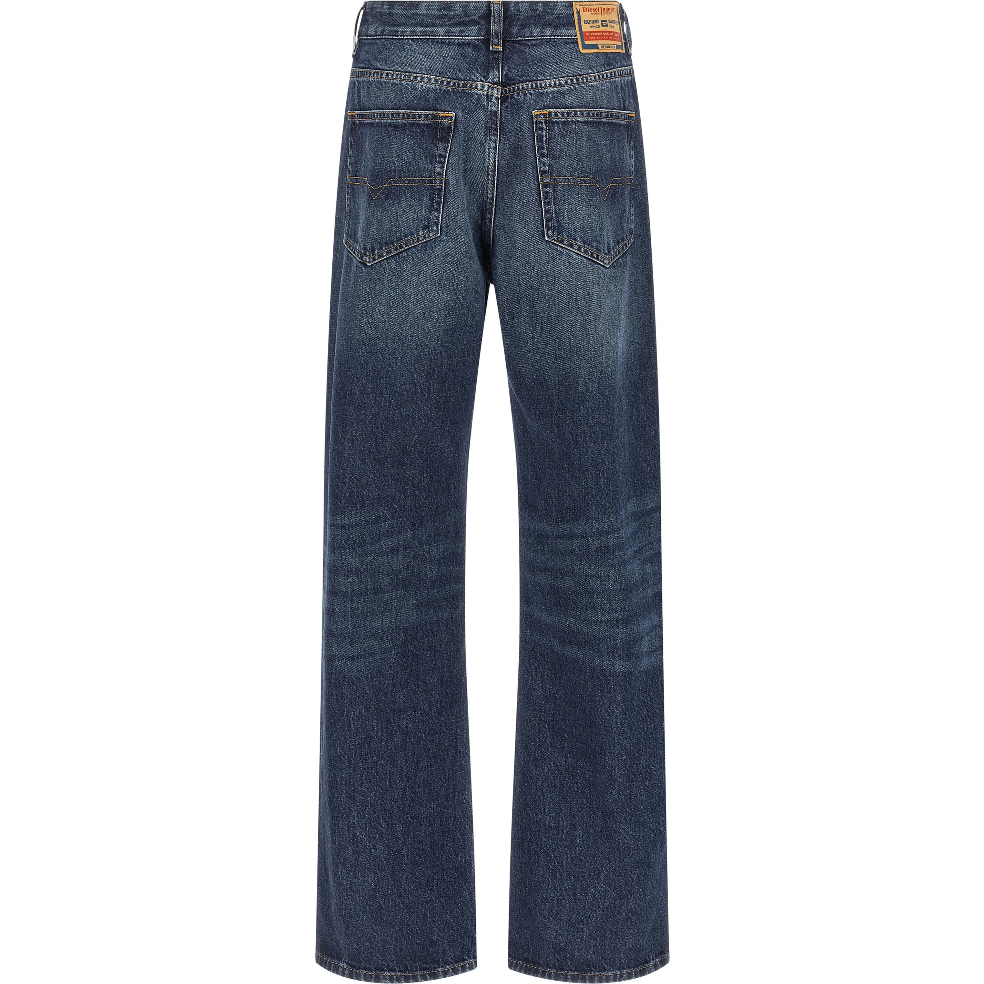 Blue Cotton Straight-Leg Jeans