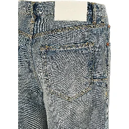 Blue Cotton Straight-Leg Jeans