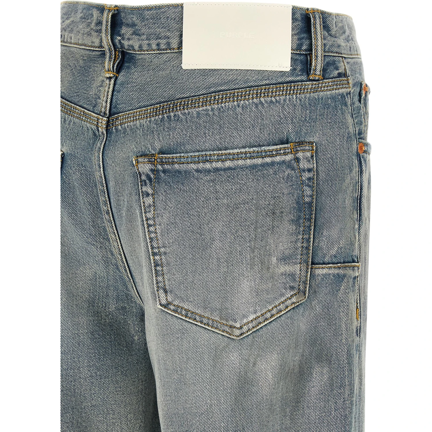 Blue Cotton Straight-Leg Jeans