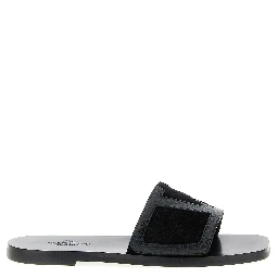 Black Calfskin Slides